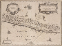 KG 05085
<br/>
Landkaart deel van Chili
<br/>
<em>Post, Frans Jansz. (ca.1612-1680)</em>